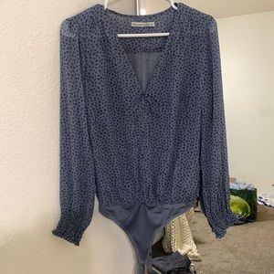 Abercrombie blue cheetah print body suit